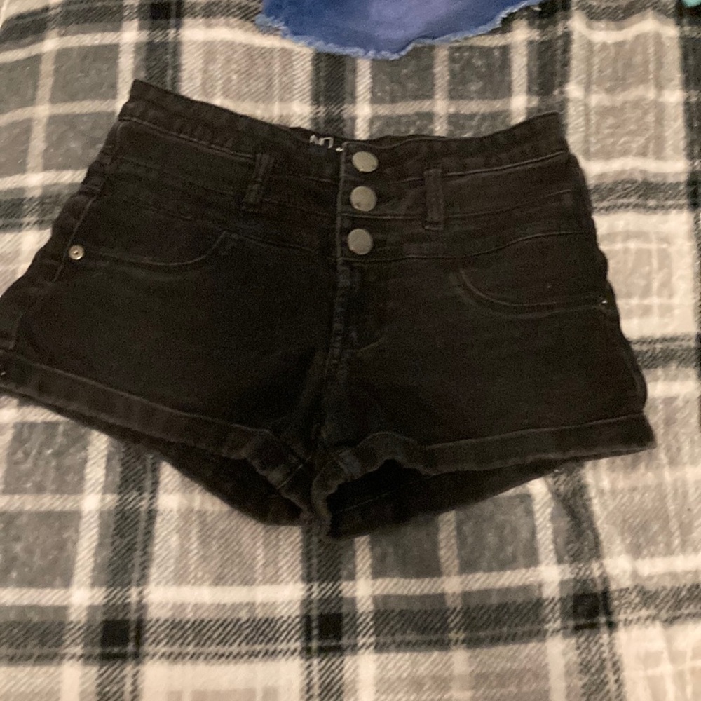 Black jeans shorts mid rise